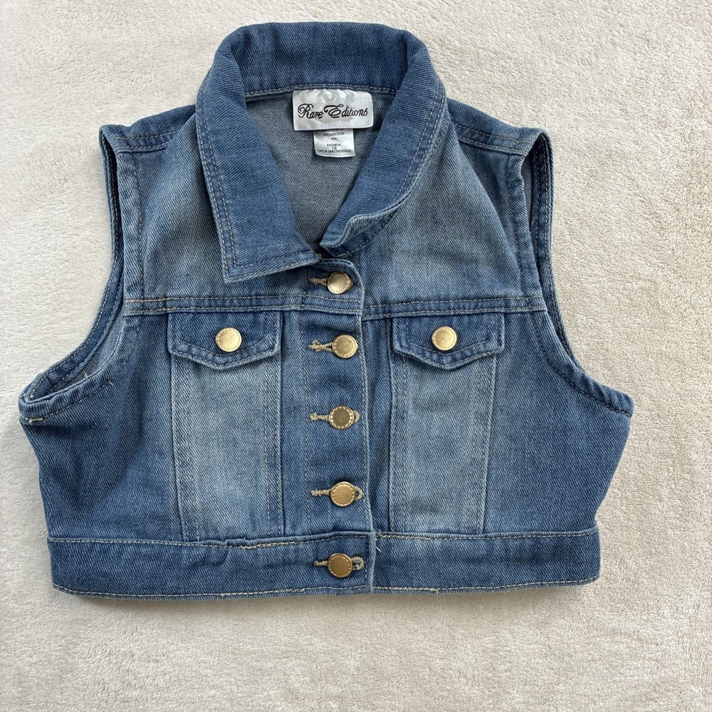 Rare Editions Size 10 Girls Denim Vest Crop